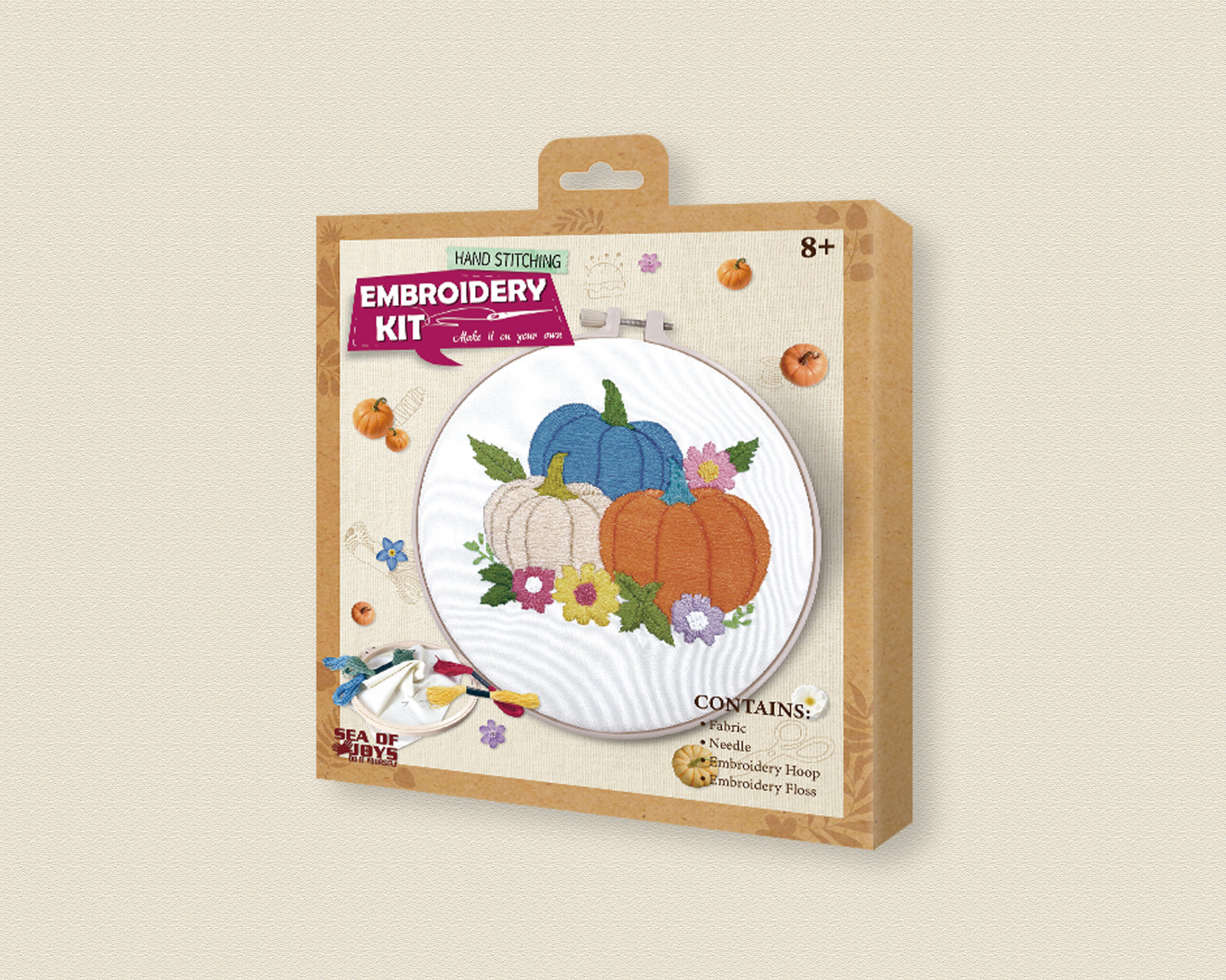 Embroidery Kit-Pumpkin-1 DIY Embroidery Kit-Harvest Pumpkin