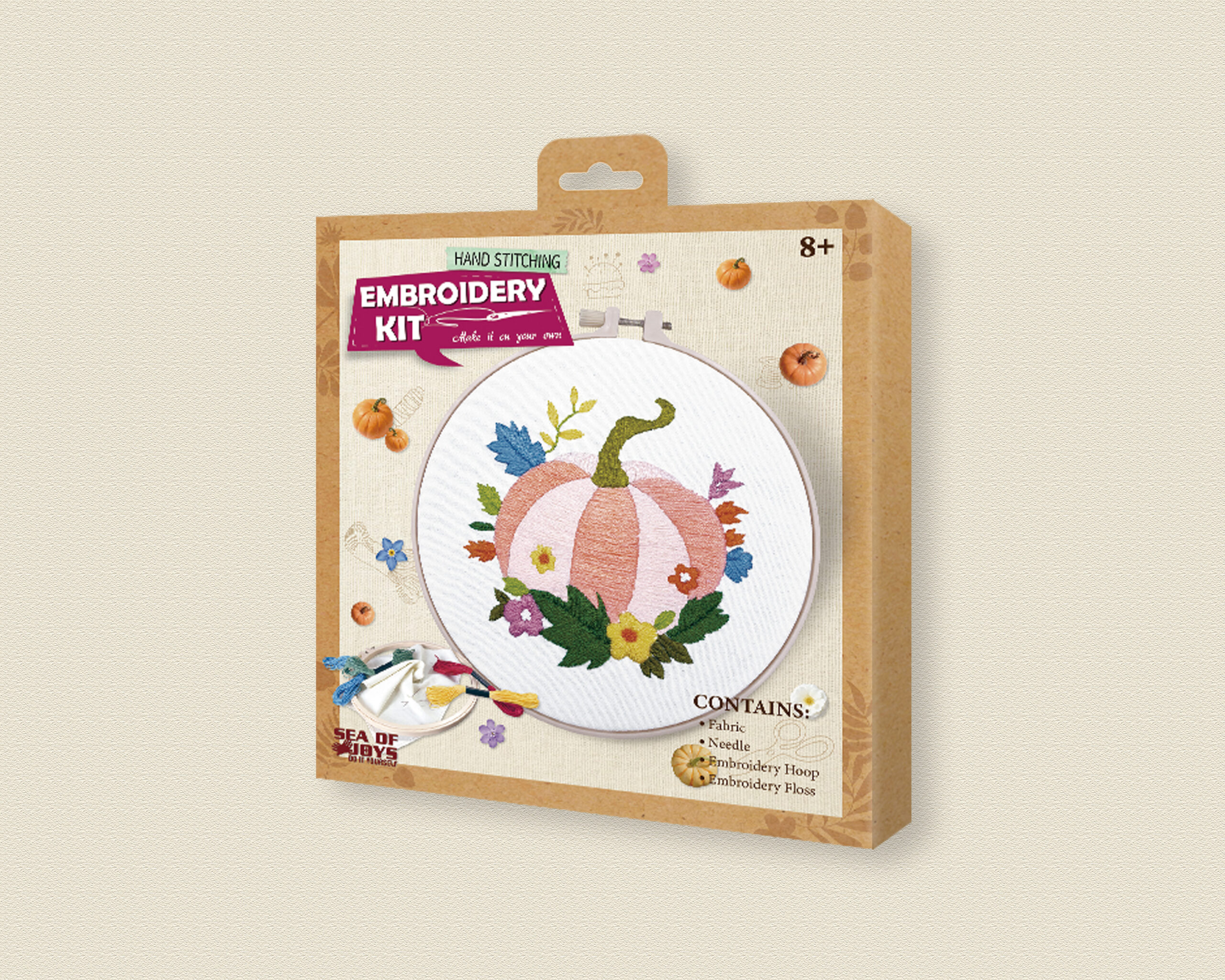 Embroidery Kit-Pumpkin-2 DIY Embroidery Kit-Autumn Pumpkin