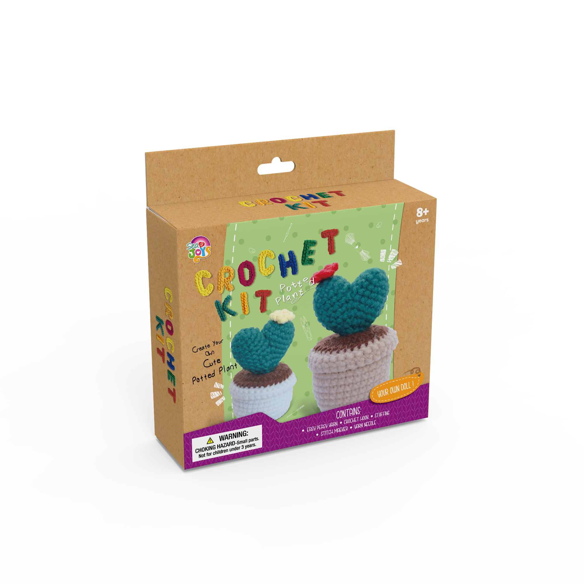 All-in-one beginner DIY crochet amigurumi toy kit with yarn, hook and illustrated instruction, SWAY CRAFTS craft set