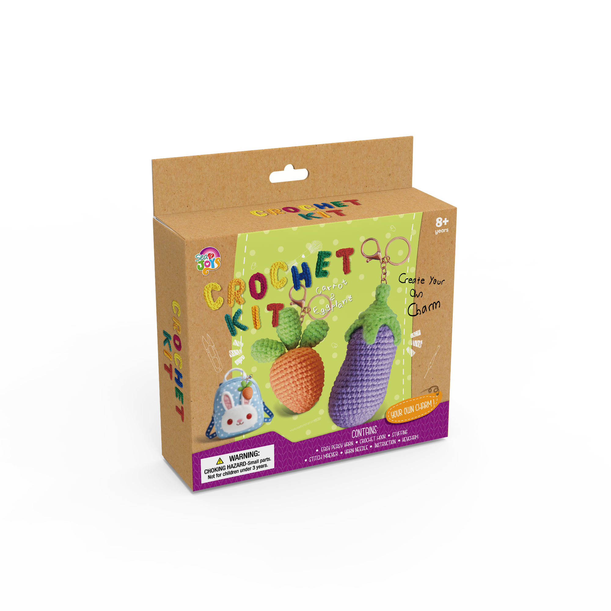 All-in-one beginner DIY crochet amigurumi toy kit with yarn, hook and illustrated instruction, SWAY CRAFTS craft set