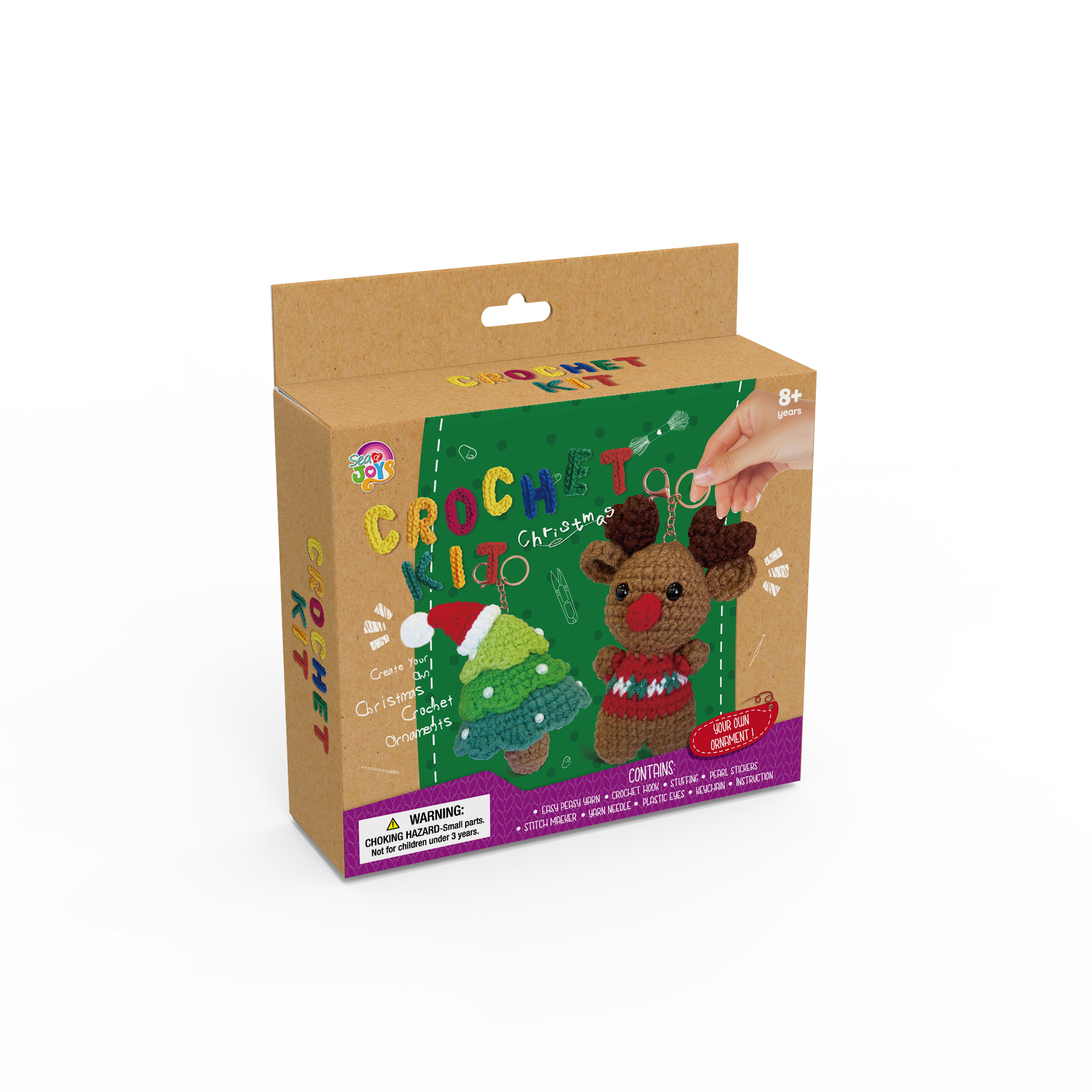 All-in-one beginner DIY crochet amigurumi toy kit with yarn, hook and illustrated instruction, SWAY CRAFTS craft set